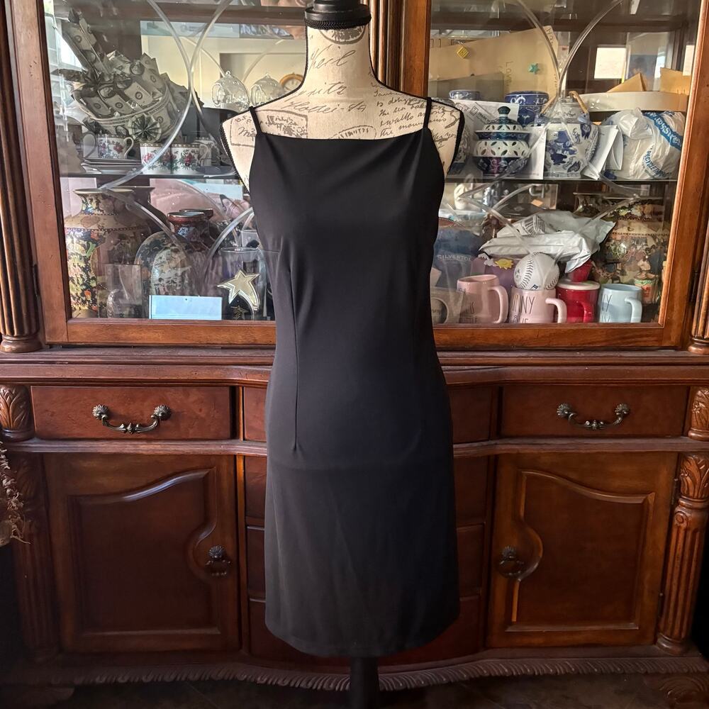 Forever 21 Dress Womens L Black Spaghetti Strap Sheath Y2K LBD Made in USA